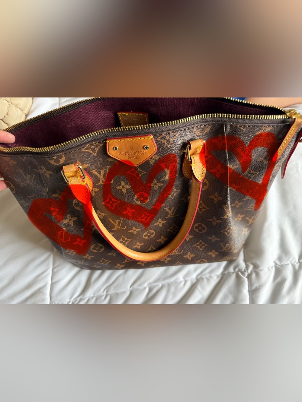 Brown leather handbag